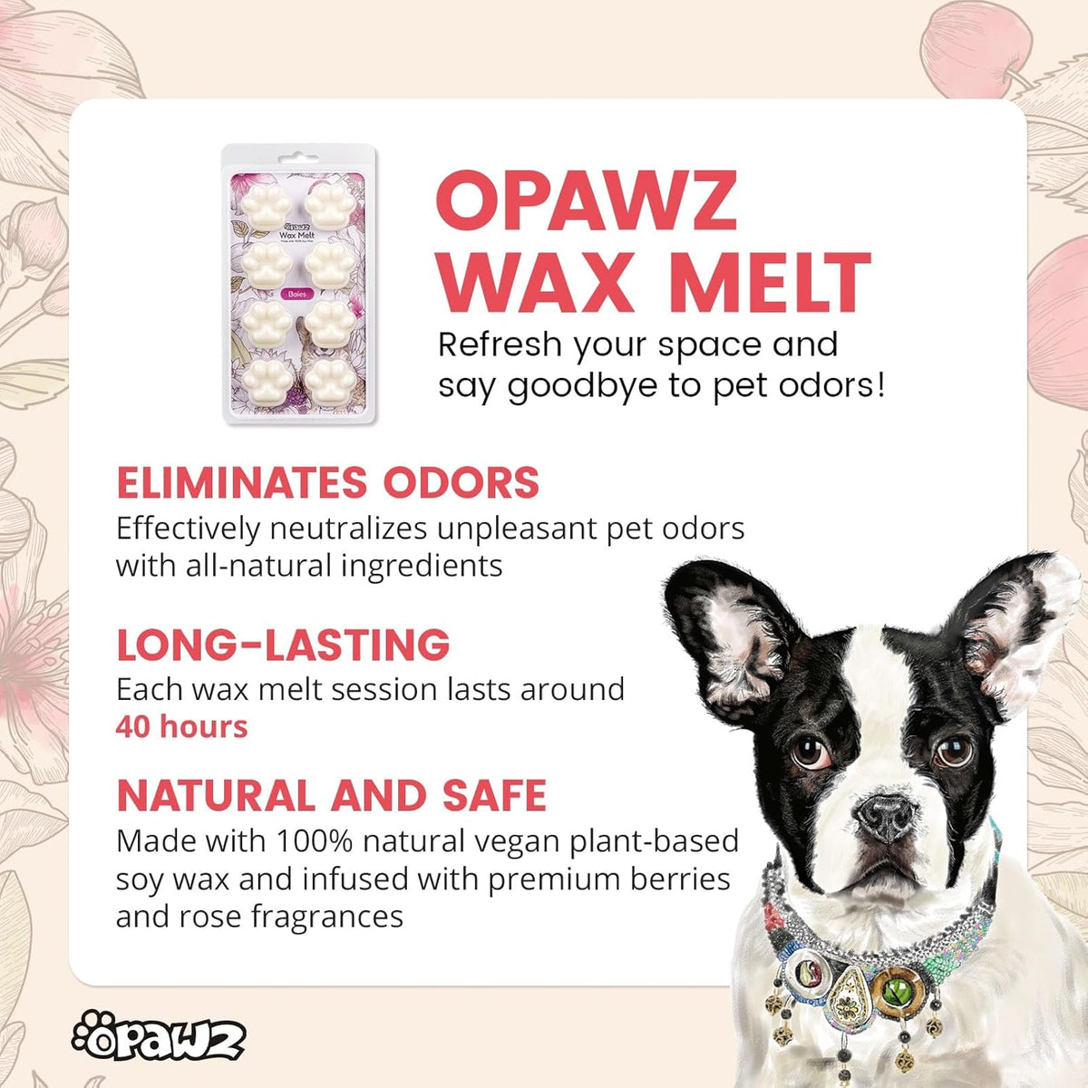 OPAWZ Wax Melt - 100% Natural Soy Pet Odor Eliminator